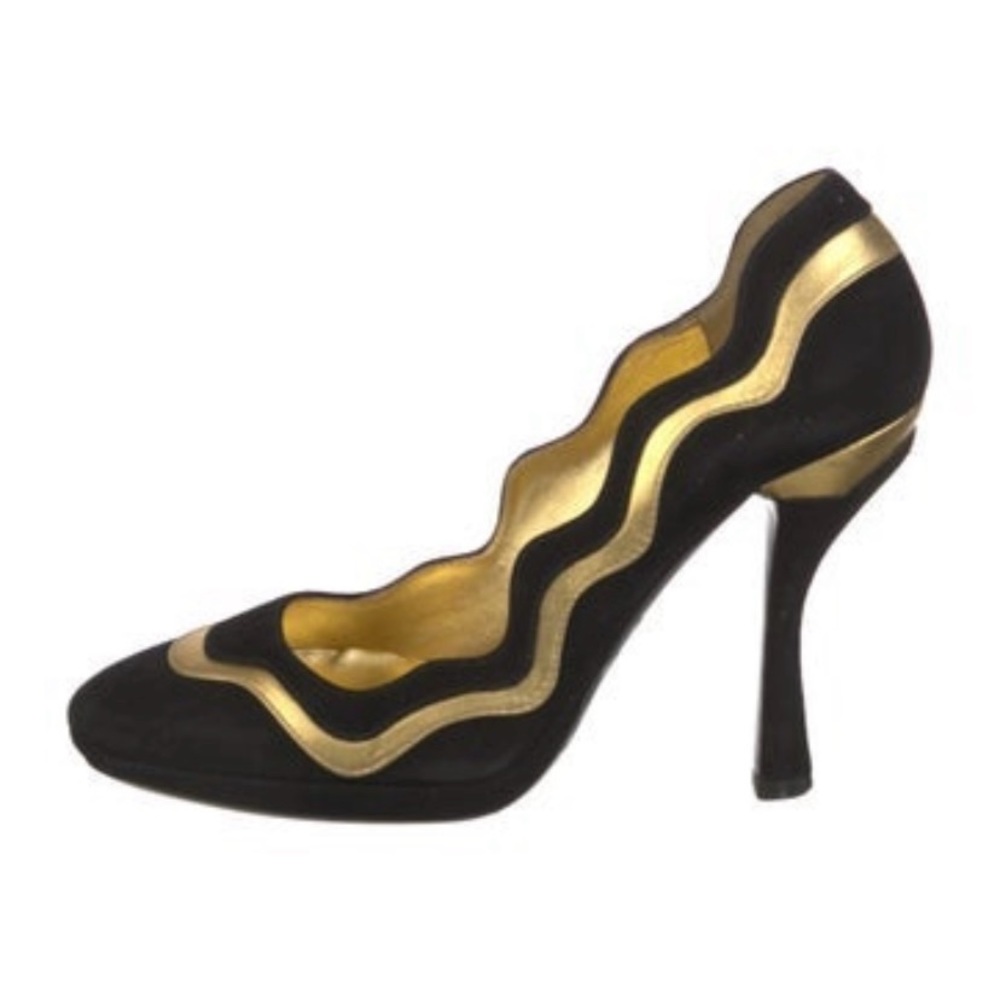 Prada Suede Colorblock Pattern Pumps - image 4